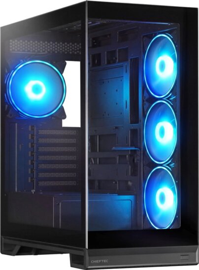 Chieftec VISTA Max Midi Torony Számítógépház + 4db 140mm ventilátor - Fekete