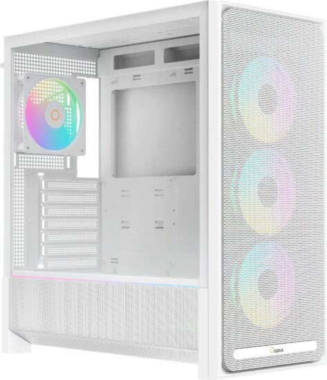 Ocypus Delta C70 ARGB Midi Torony Számítógépház + 4db 120mm ventilátor - Fehér