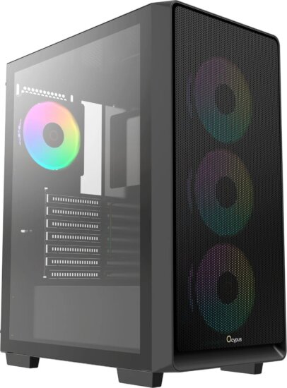 Ocypus Gamma C60 ARGB Midi Torony Számítógépház + 4db 120mm ventilátor - Fekete