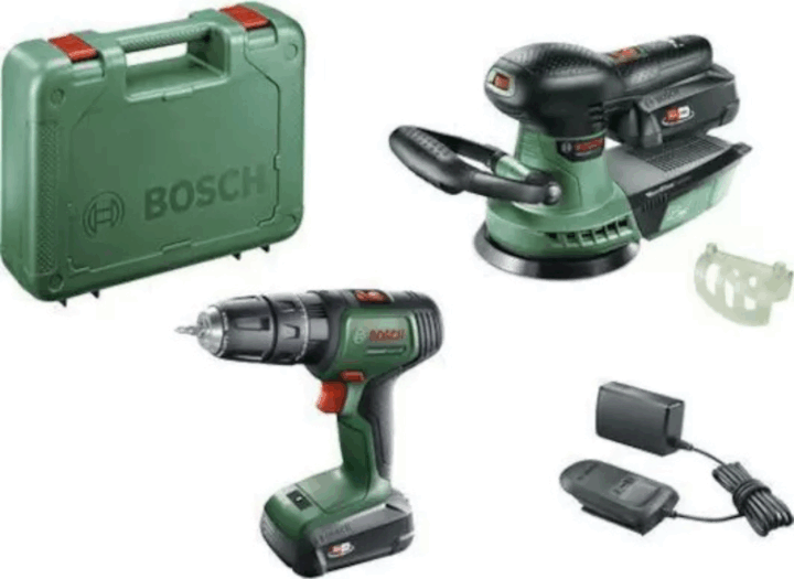 Bosch 06039D410A Akkus Ütvefúró-csavarozó + Akkus Excentercsiszoló + 2x 18V Akku