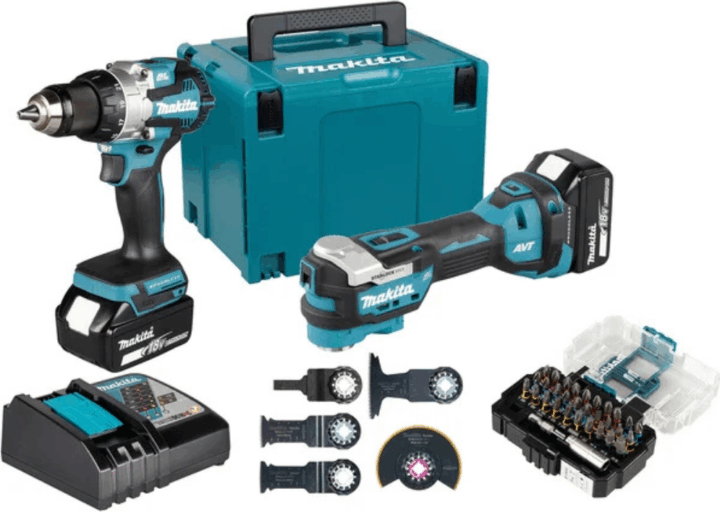 Makita DLX2592JX1 Akkus Fúró-csavarozó + Akkus Multifunkciós szerszám + 2x 18V Akku + Koffer + Tartozékkészlet