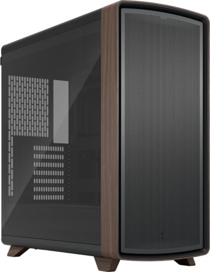 Fractal Design Summit Black TG Light Tint Midi Torony Számítógépház + 3db 140mm ventilátor - Fekete/Fa