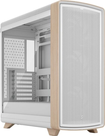 Fractal Design Summit Chalk White TG Clear Tint Midi Torony Számítógépház + 3db 140mm ventilátor - Fehér/Fa