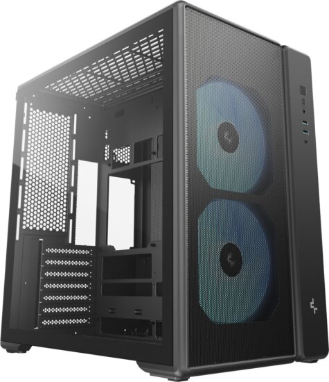 DeepCool CG590 MESH 2F Midi Torony Számítógépház + 2db 160mm ventilátor - Fekete