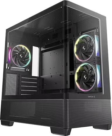 DeepCool CG380U 3F Midi Torony Számítógépház + 3db 120mm ventilátor - Fekete