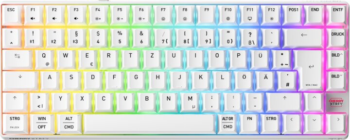 Cherry XTRFY K33 Compact Tri-Mode Wireless Mechanikus Gaming Billentyűzet DE - Fehér
