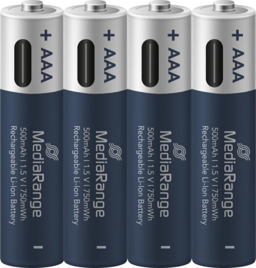 MediaRange MRBAT160 Újratölthető Lítium Mignon Elem AAA USB-C 500mAh 1.5V (4db / csomag) MediaRange MRBAT160 Újratölthető Lítium Mignon Elem AAA USB-C 500mAh 1.5V (4db / csomag)