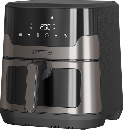Black+Decker BXAF8001E AirFryer Forrólevegős sütő 8L 1700 Watt - Fekete / Ezüst