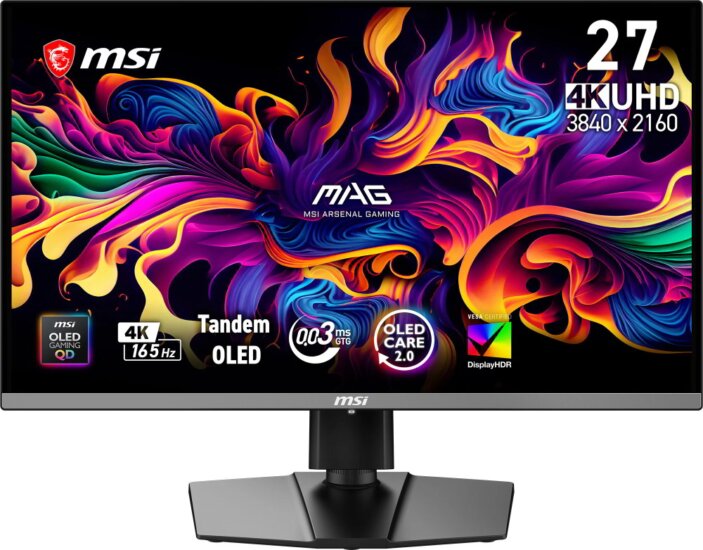 MSI 26,5" MAG 272UPDE QD-OLED E16 16:9 UltraHD/4K QD-OLED Gaming Monitor - Fekete