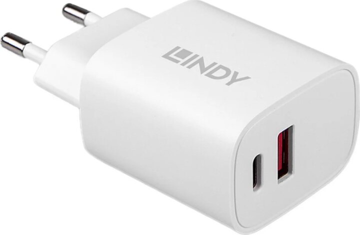 Lindy 73413 USB-A / USB-C Hálózati Töltő Adapter 20W - Fehér