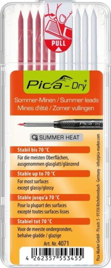 Pica Dry 4071 Summer-Heat Pótbetét Készlet Mélyfurat Jelölőhöz 10db - Piros / Fehér Pica Dry 4071 Summer-Heat Pótbetét Készlet Mélyfurat Jelölőhöz 10db - Piros / Fehér