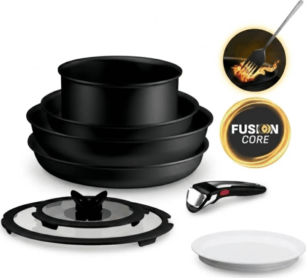 Tefal P0009953 Ingenio Excellence+ 8 részes Serpenyő készlet 18 / 22 / 28 cm - Fekete
