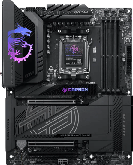 MSI MPG X870E CARBON MAX WIFI DDR5 AMD AM5 ATX Alaplap MSI MPG X870E CARBON MAX WIFI DDR5 AMD AM5 ATX Alaplap