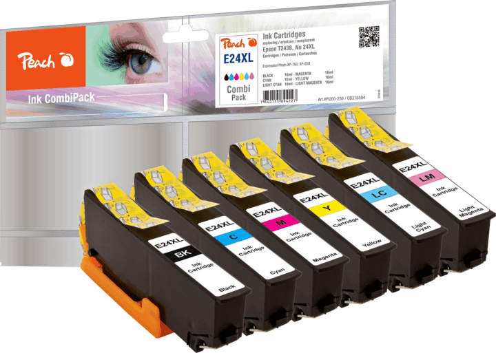 Peach (Epson 24XL) Utángyártott tintapatron 16ml - Tri-color + Fekete