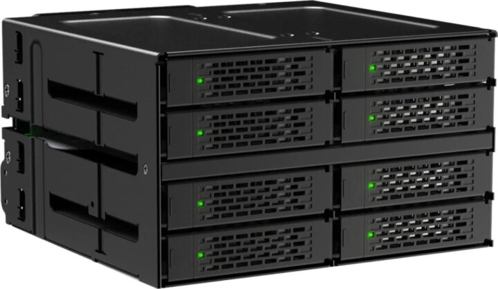 Icy Dock MB508V5P-B ToughArmor 8x 2.5" U.2/U.3 NVMe SSD Hot-Swap Beépítő Keret 2x 5.25" - Fekete