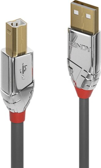 Lindy 36643 USB-A apa - USB-B apa 2.0 Adat és Nyomtatókábel 3m - Szürke/Króm