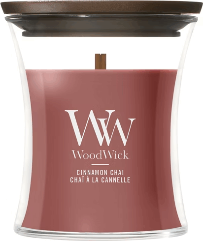 WoodWick Cinnamon Chai - Fahéj Chai Illatgyertya 85g - Piros