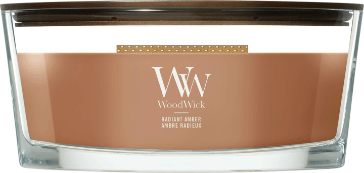 WoodWick Radiant Amber - Ragyogó Borostyán Illatgyertya 610g - Barna