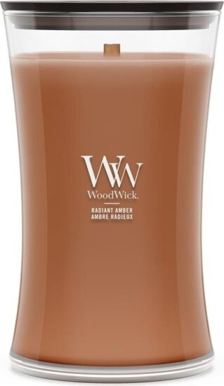 WoodWick Radiant Amber - Ragyogó Borostyán Illatgyertya 609g - Barna