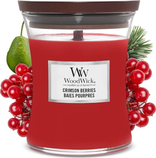 WoodWick Crimson Berries - Érett Bogyós Gyümölcsök Illatgyertya 275g - Piros WoodWick Crimson Berries - Érett Bogyós Gyümölcsök Illatgyertya 275g - Piros