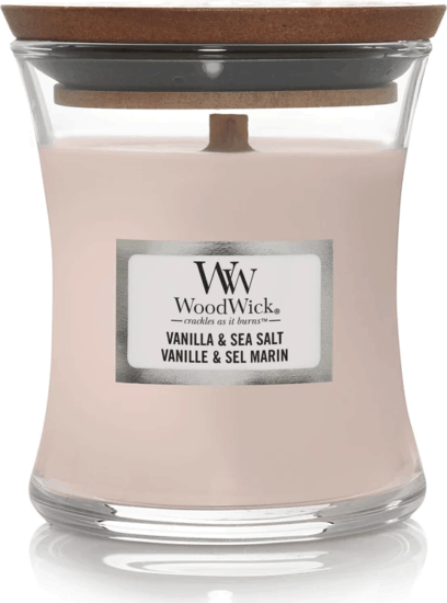 WoodWick Vanilla & Sea Salt - Vanília & Tengeri Só Illatgyertya 230g - Bézs