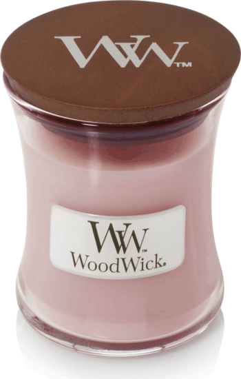 WoodWick Rosewood - Rózsafa Illatgyertya 85g - Rózsaszín