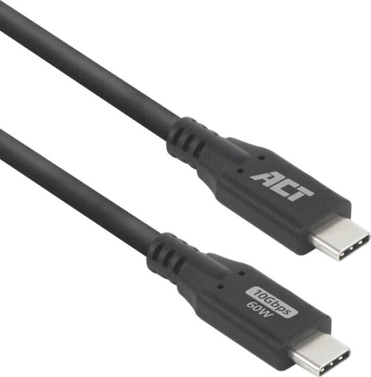 ACT AC7441 USB-C Apa - USB-C Apa 3.0 Adat és töltőkábel 60W 1m - Fekete ACT AC7441 USB-C Apa - USB-C Apa 3.0 Adat és töltőkábel 60W 1m - Fekete