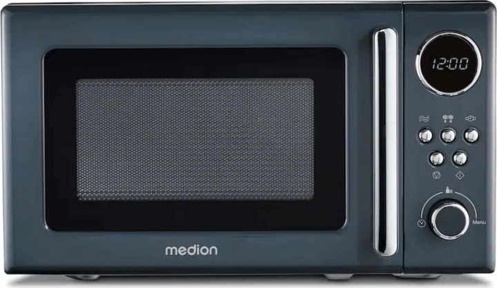 Medion MD15000 Retro Szabadonálló Mikrohullámú sütő 20L 800W -Szürkes
