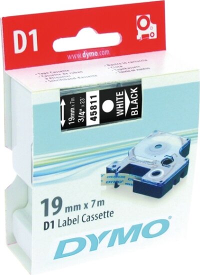DYMO LM D1 Feliratozógép szalag 19mm fehér betű / fekete alap
