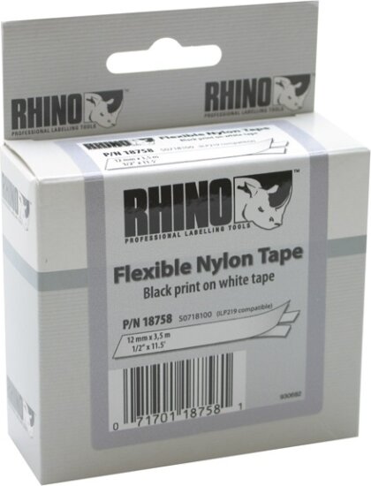 DYMO Rhino nylon Feliratozógép szalag 12mm fehér