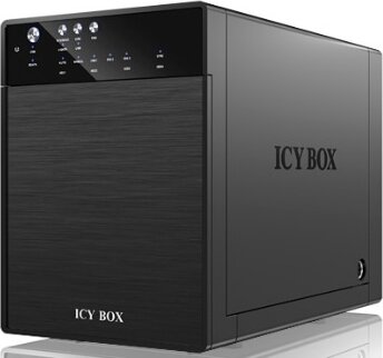 Icy Box External 4x3,5" merevlemez ház SATA to USB 3.0, eSATA, JBOD, fekete