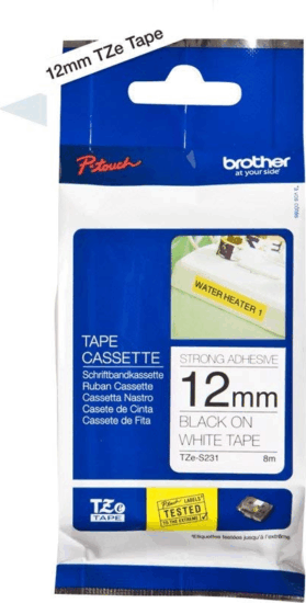 Brother TZe-S231 P-Touch Feliratozógép szalag 12 mm Fehér alapon fekete