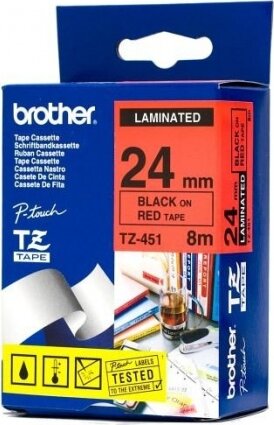 Brother TZ451 P-TOUCH Feliratozógép szalag 24mm BLACK ON RED