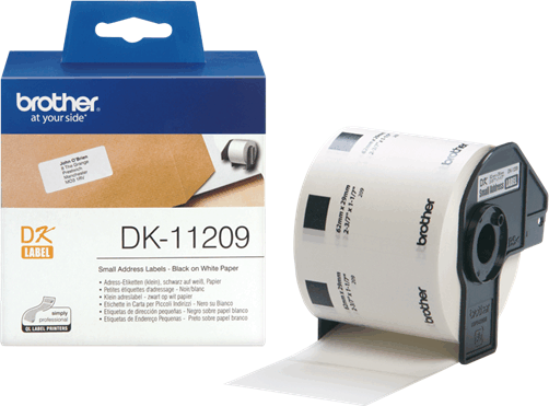 Brother DK-11209 elővágott öntapadós címke 800db/tekercs 29mm x 62mm White