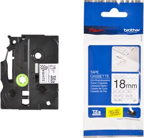 Brother TZESE4 P-Touch Feliratozógép szalag 18mm fehér alapon fekete, biztonsági szalag