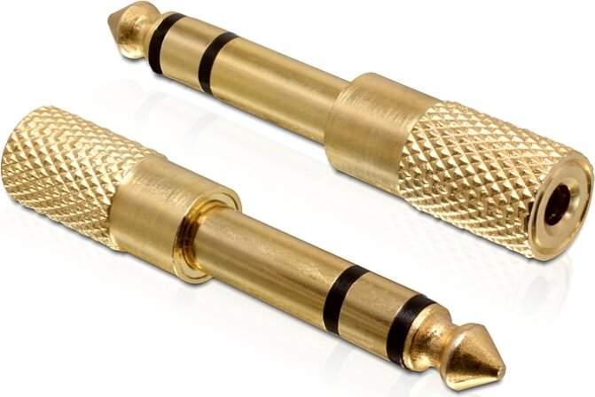 DeLOCK sztereo jack apa 6.35 mm > sztereo jack anya, 3.5 mm 3 pin fém adapter
