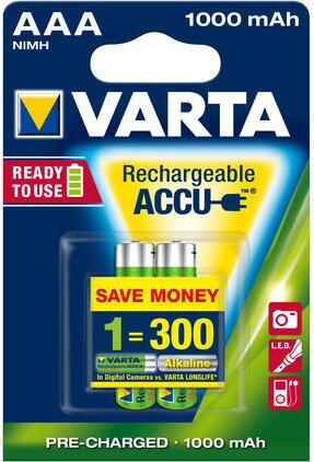 VARTA ACCU R03 AAA Újratölthető mini ceruzaelem 1000mAh (2db/csomag) VARTA ACCU R03 AAA Újratölthető mini ceruzaelem 1000mAh (2db/csomag)