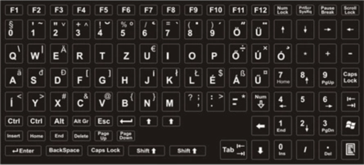 PRC fehér betű fekete alap magyar billentyűzet matrica PRC fehér betű fekete alap magyar billentyűzet matrica