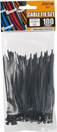 Handy 100x2,5mm vezetékkötegelő 100db, fekete Handy 100x2,5mm vezetékkötegelő 100db, fekete