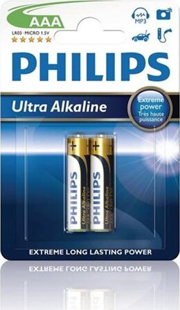 Elem Philips AAA LR03/AM4 1.5V ExtremeLife ultra alkaline 2db/cs blisteres