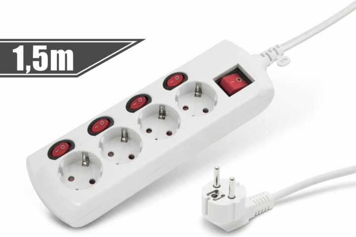 Delight 20247B Kapcsolós 4-es Hálózati elosztó Hosszabbító