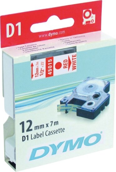 DYMO LM D1 Feliratozógép szalag 12mm piros betű / fehér alap DYMO LM D1 Feliratozógép szalag 12mm piros betű / fehér alap