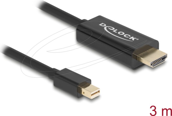 Delock mini DisplayPort M - HDMI M Adapterkábel Fekete 3m