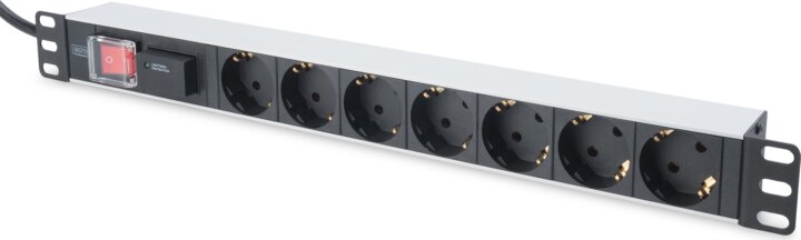 Digitus 220V RACK hálózati elosztó 7 aljzatos 19" / 1U