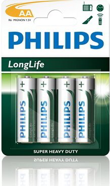 Philips R6L4B/10 AA cink-szén LONGLIFE Elem (4db/csomag)