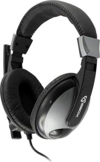Sbox HS-302 mikrofonos Fejhallgató Fekete-Szürke