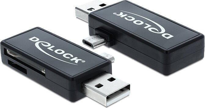 Delock 91731 Micro USB OTG-kártyaolvasó USB A-csatlakozódugóval - Fekete