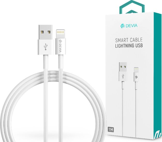 Devia Smart Cable iPhone 5/5S/5C/SE/iPad 4/iPad Mini Lightning iPhone kábel 1m - Fehér