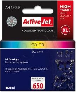 ActiveJet (HP CZ102AE 650) Tintapatron Színes ActiveJet (HP CZ102AE 650) Tintapatron Színes