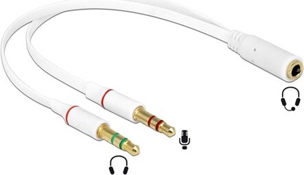 Delock 65585 3.5mm Jack apa - 2x 3.5mm Jack anya kábel 0.2m - Fehér